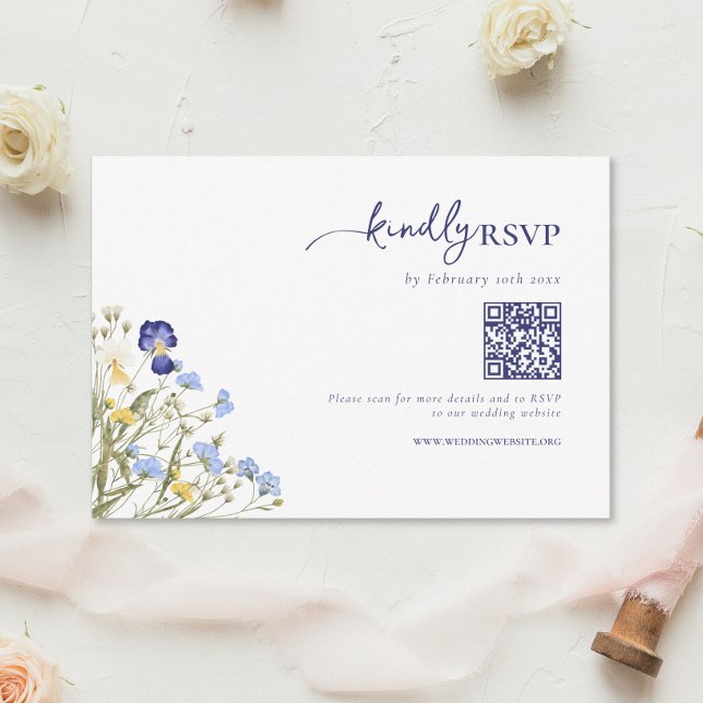 Elegante Boda Boho Wildflowers código QR RSVP (Subido por el creador)