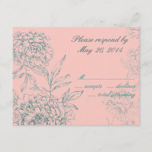 Elegante Boda Botánica Tarjetas RSVP Pink Jade
