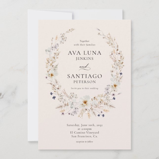 Elegante Boda botánico de otoño - Invitación a la  (Anverso)