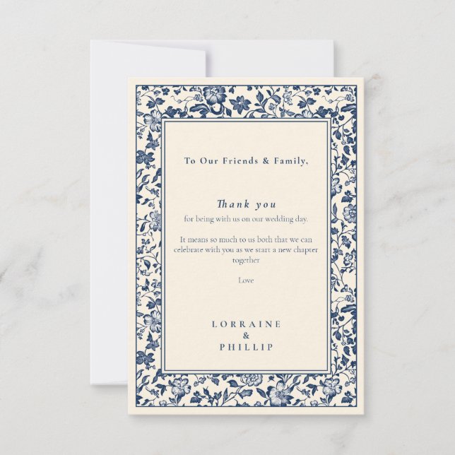 Elegante Boda Botánico Floral Tarjeta de agradecim (Anverso)