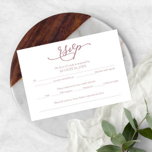 Elegante Boda Caligrafía Rosa Dorado RSVP