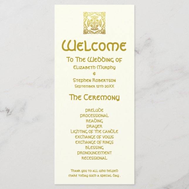 Elegante Boda celta Gold | Programa de Ceremonia (Anverso)
