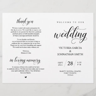Elegante Boda Clásico Ceremonia Programa Foldable