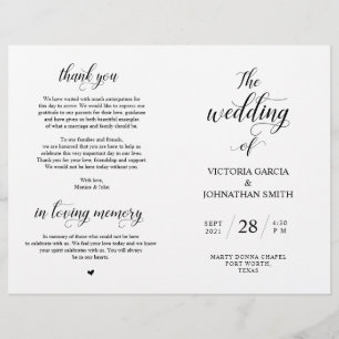 Elegante Boda Clásico Ceremonia Programa Foldable
