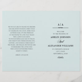 Elegante boda clásico. Programa azul plegado