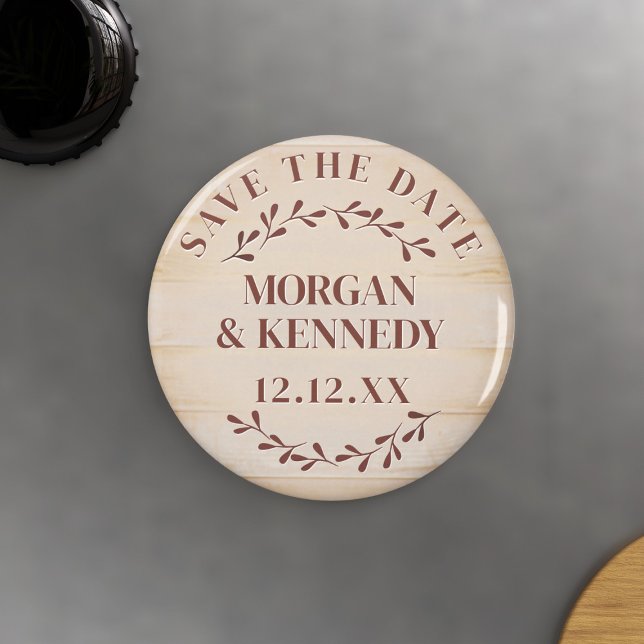 Elegante Boda con aspecto de madera Salvar el imán (Whether you are saving or changing your wedding date, here's the magnet just for you)