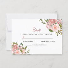 Elegante Boda con Floral de Oro Rosa y Rosa RSVP