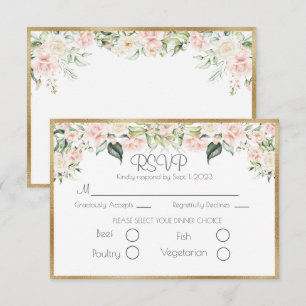 Elegante Boda con guión floral de oro RSVP