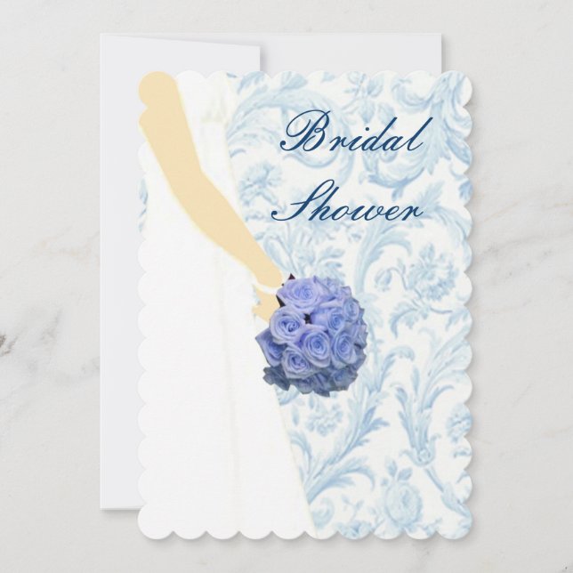 Elegante Boda con traje de novia azul Invitación a (Anverso)