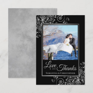 Elegante Boda de amor y agradecimiento negro y pla