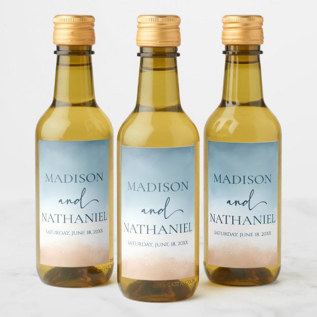 Elegante Boda de arena de la playa del océano azul (Botellas)