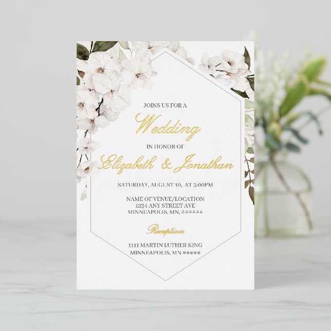 Elegante boda de boho floral Invitación española (Anverso de pie)