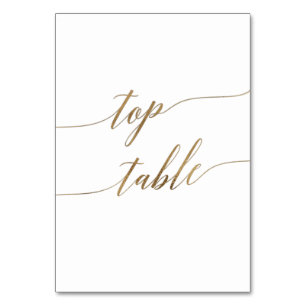 Elegante Boda de caligrafía de oro número de mesa 