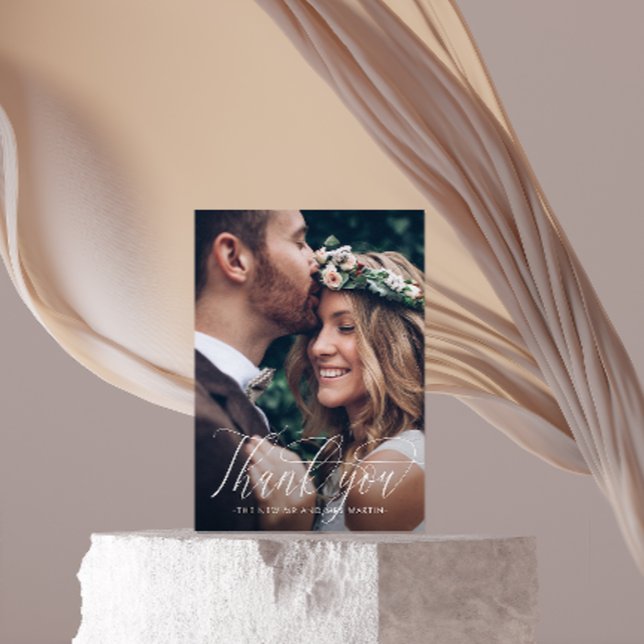 Elegante Boda de caligrafía foto tarjeta de agrade (Subido por el creador)