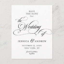 Elegante boda de caligrafía Guardar la postal de f