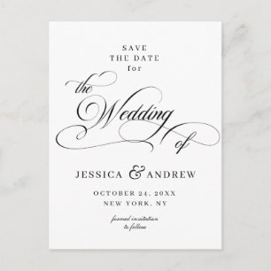 Elegante boda de caligrafía Guardar la postal de f