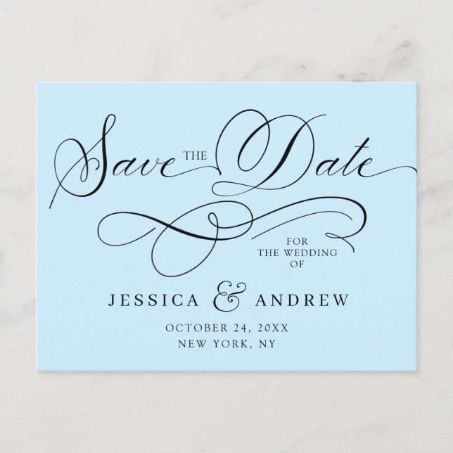 Elegante boda de caligrafía Guardar la postal de f (Anverso)