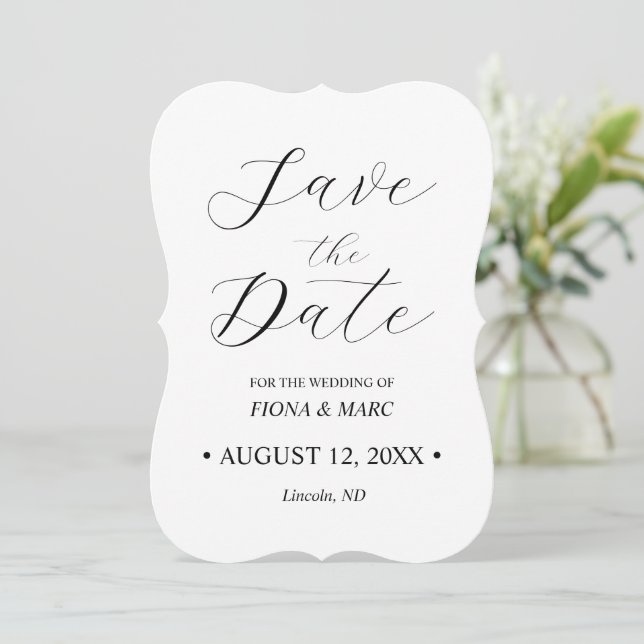 Elegante boda de caligrafía salva la tarjeta de fe (Anverso de pie)