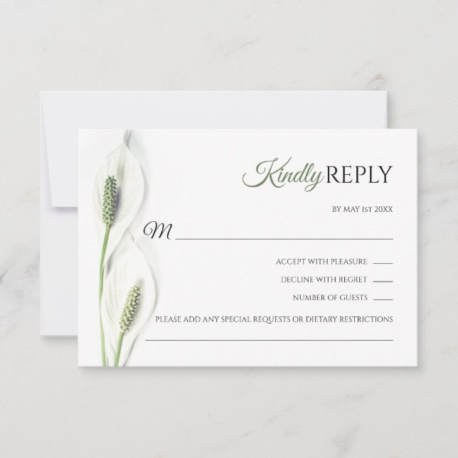 Elegante Boda de Calla Blanca Lily Olive RSVP (Anverso)