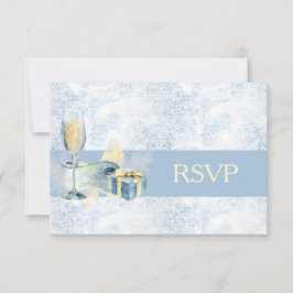 Elegante Boda de Champagne azul y blanco RSVP