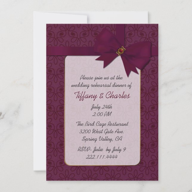 Elegante Boda de cimarrona Invitación a cenar (Anverso)