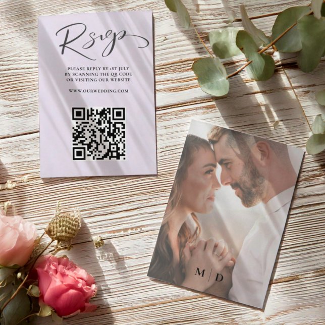 Elegante Boda de código QR Lilac RSVP (Subido por el creador)
