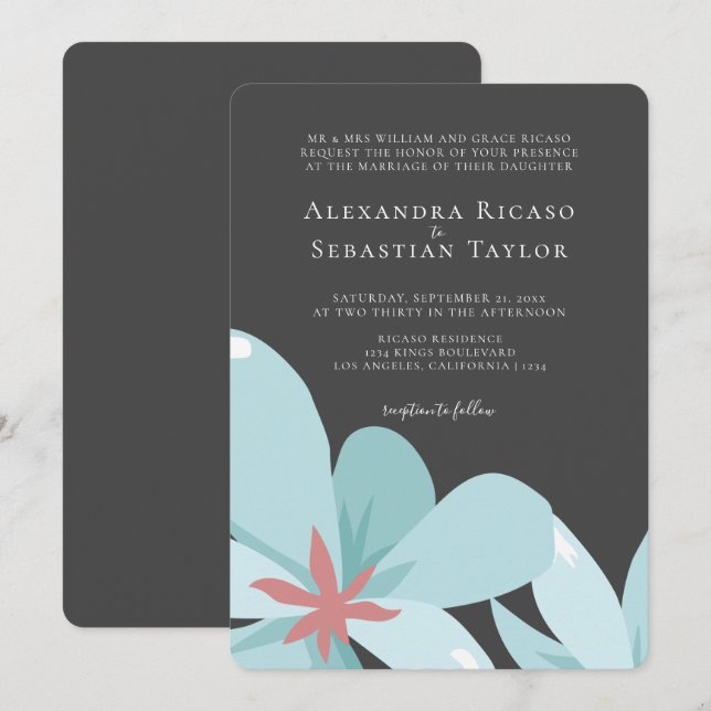 Elegante Boda de Colección Floral Ampersand (Anverso / Reverso)
