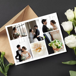 Elegante Boda de Collage de fotos Tarjeta de agrad