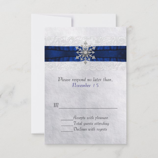 Elegante Boda de copos de nieve con joyas RSVP (Anverso)