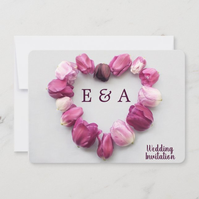 Elegante boda de corazón de flores moderno (Anverso)