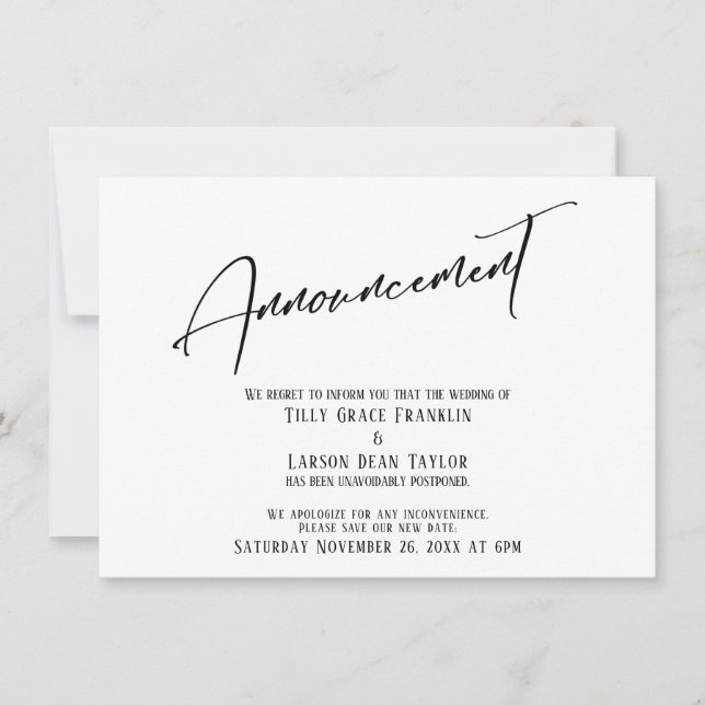 Elegante Boda de escritura a mano Invitación de re (Anverso)