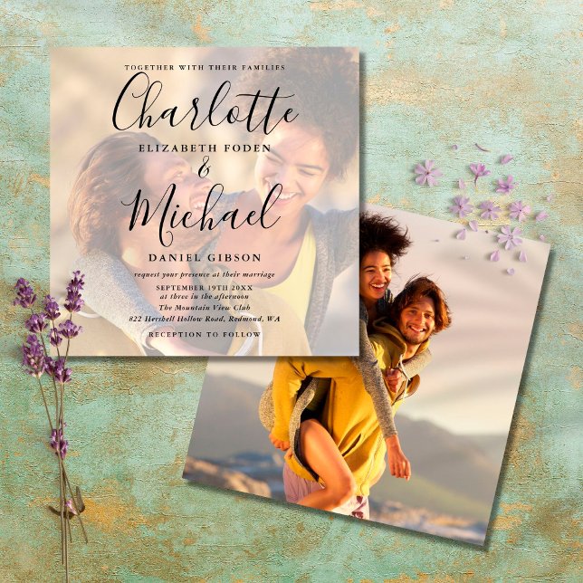 Elegante Boda de escritura de firma 2 Invitación d (Subido por el creador)