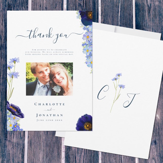 Elegante Boda de Flor Silvestre Foto Tarjeta de ag (Unique wildflower watercolor art by Catherine Sweetman)