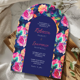 Elegante boda de flores coloridas invitación al ar
