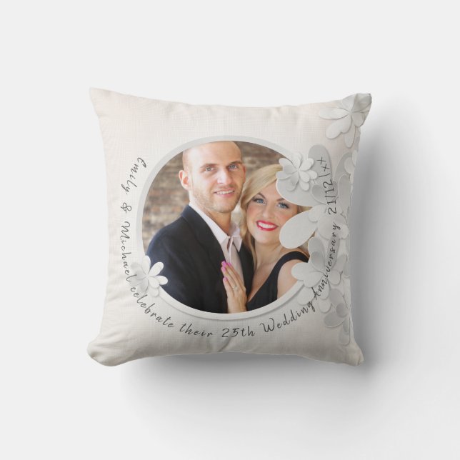 Elegante Boda de FOTO o Personalizado de almohada  (Anverso)