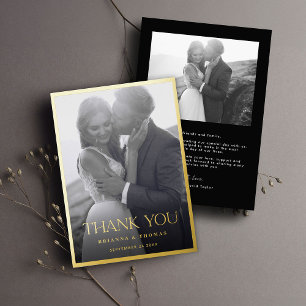 Elegante Boda de fotografía de oro negro tarjeta d
