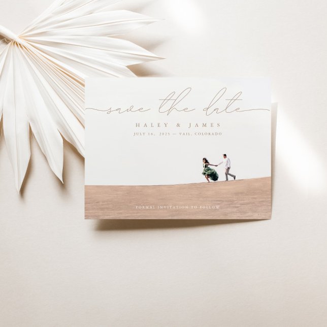 Elegante Boda De Fotos De Marfil Guardar La Tarjet (Elegant Ivory Photo Wedding Save The Date Card )