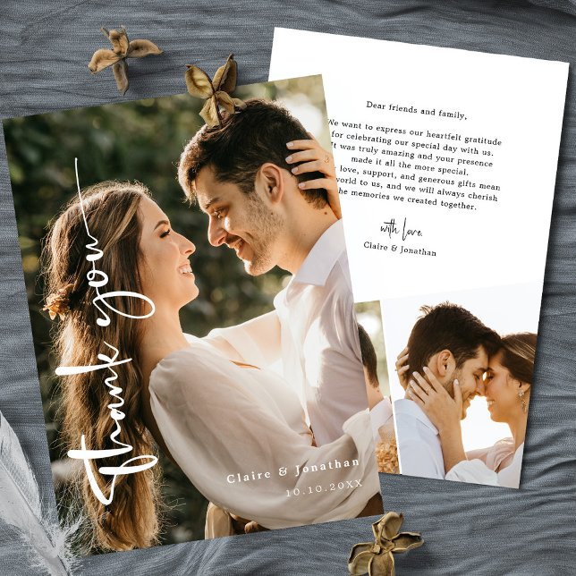 Elegante Boda de fotos Gracias Tarjeta Personaliza (Subido por el creador)