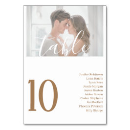 Elegante Boda de fotos Tabla blanco número de mesa