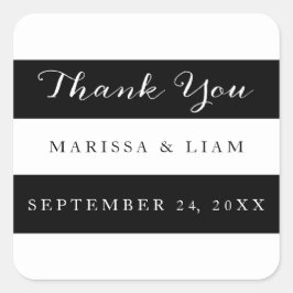 Elegante Boda de franjas negras Gracias Pegatinas