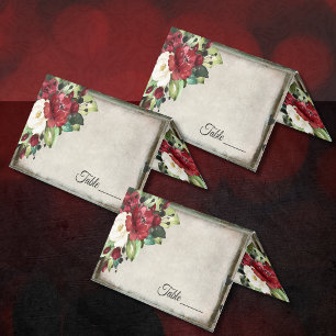 Elegante Boda de Gótico floral rojo oscuro Tarjeta