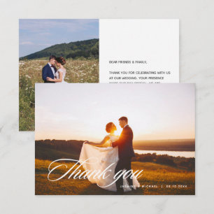 Elegante Boda de guión Gracias Tarjeta de nota de 