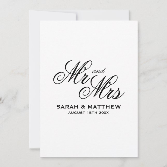 Elegante boda de guión personalizado invitación (Reverso)