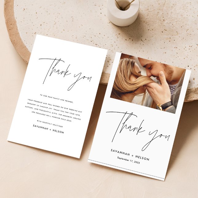 Elegante Boda de guión - Tarjeta de agradecimiento (Subido por el creador)