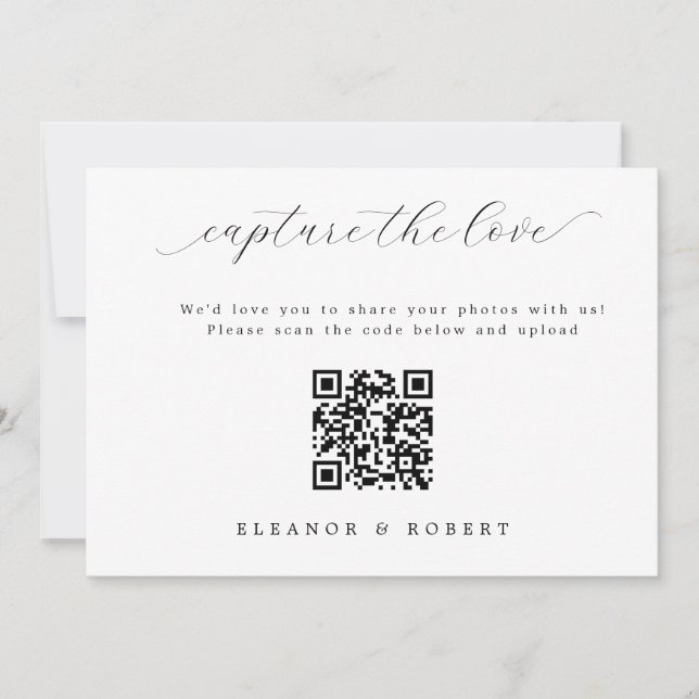 Elegante Boda de guiones Captura el código QR de a (Anverso)