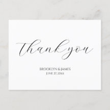 Elegante Boda de guiones Gracias Postales