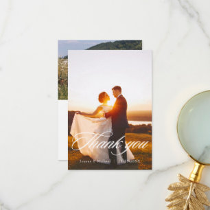 Elegante Boda de guiones Gracias Tarjeta W Nota