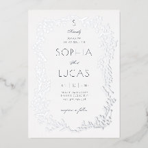 Elegante Boda de hojas Invitación al Relieve metal