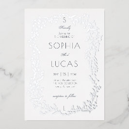 Elegante Boda de hojas Invitación al Relieve metal