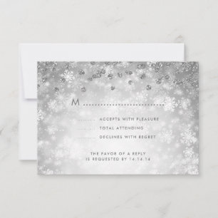 Elegante Boda de Invierno RSVP Purpurina Silver